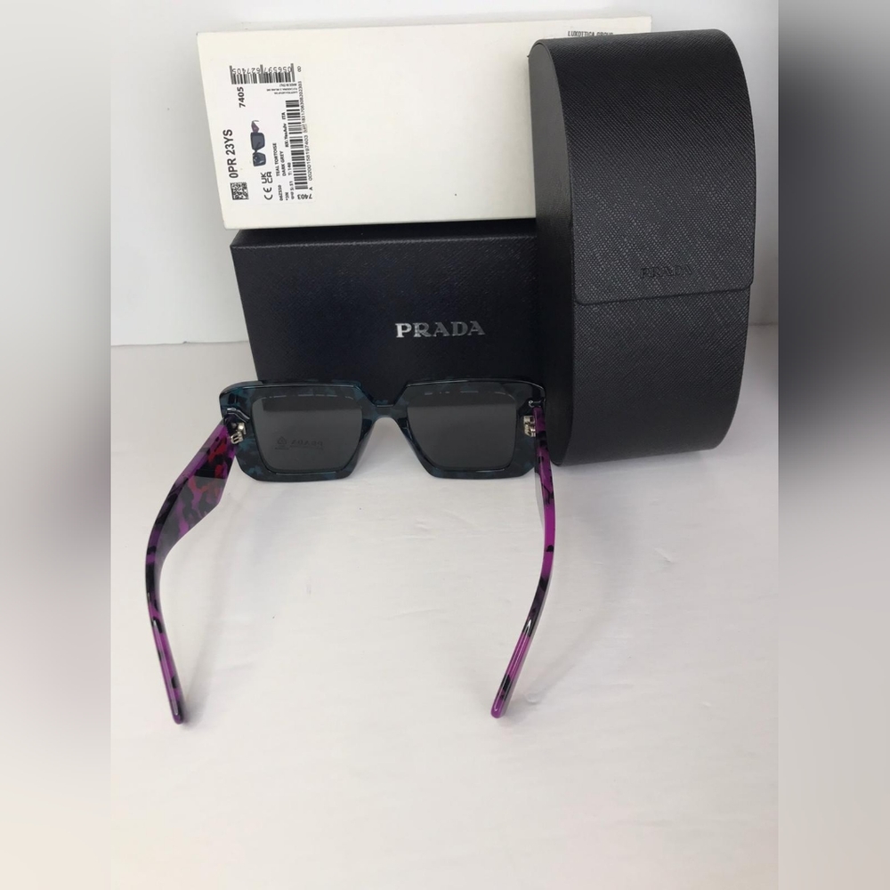 New- 💯 - Original PRADAAcetate Symbole Sunglasses SPR 23Y Slate Grey Pur - Picture 11 of 15